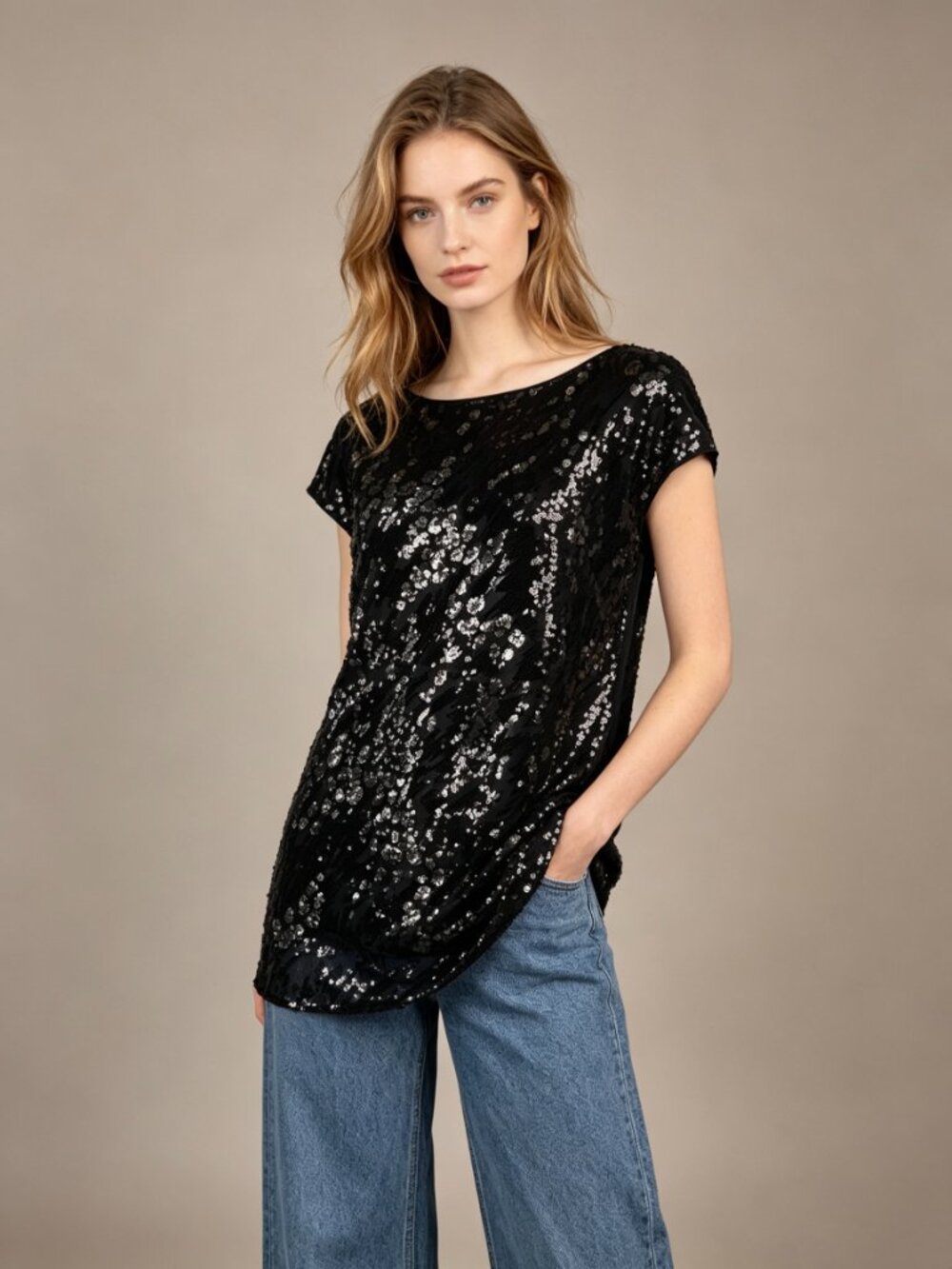NWOT Mint Velvet Black Sequins Bow Tie Top Short-Sleeved Blouse Shirt US6 UK10